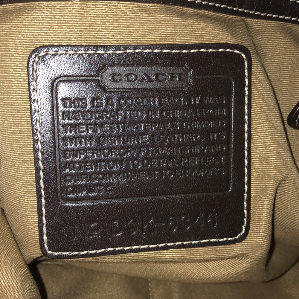 Coach handbag Blue logo canvas brown leather - Picture 5 of 8